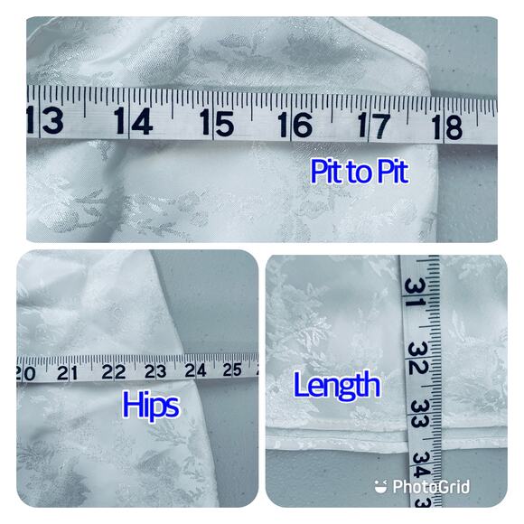 Vintage Val Mode White Satin Lace Trim Spaghetti Strap Short Gown L  NWT - Picture 10 of 10